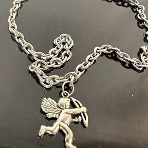 Cherub Angel Cupid Necklace Pendant Silver Baroque Gift Christmas Valentines Day